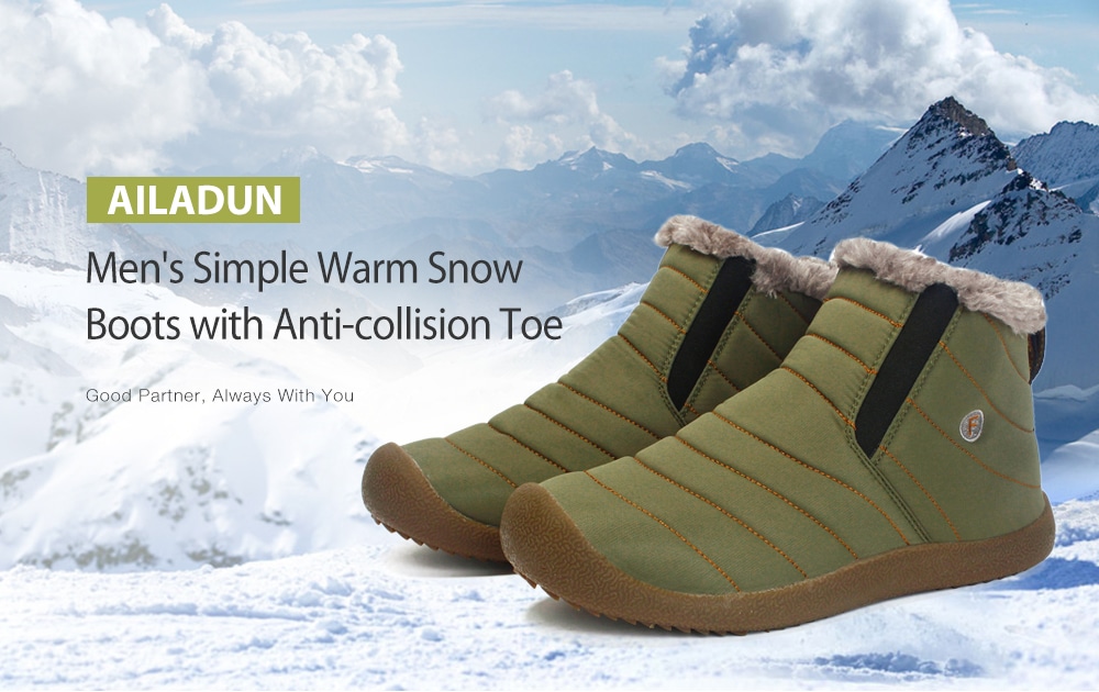 AILADUN Men's Simple Keep Warm Snow Boots Casual Outdoor Shoes Anti-collision Toe - Blue EU 44